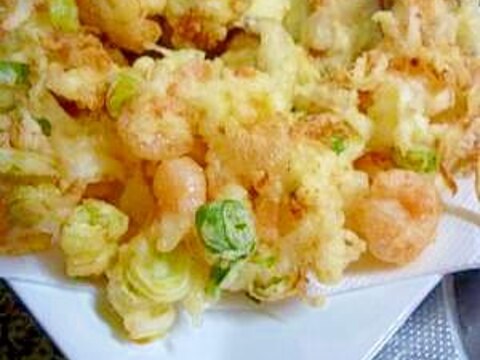 韓国風天ぷら！海老とネギのかき揚げ